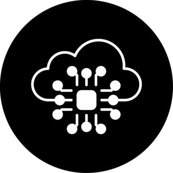 nube informática plataforma glifo circulo invertido vector