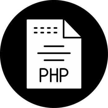 php guion idioma glifo circulo invertido vector