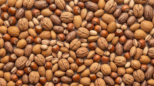 Assorted Nuts Texture Background photo