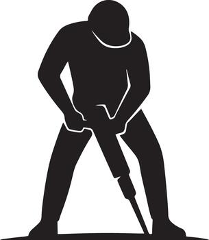 Construction worker using a jackhammer vector