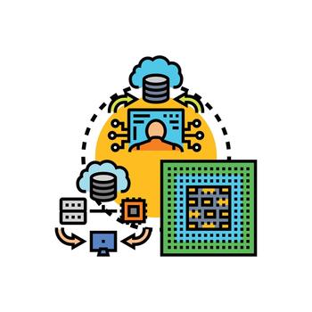 On device edge computing concept processing data locally vector