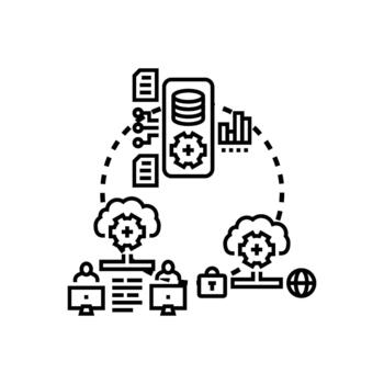 multi red integración gerente global nube informática datos vector