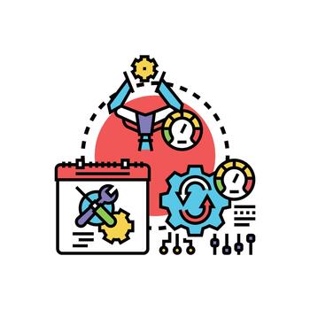 Optimizing work performance process improving business efficiency vector