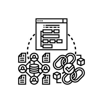 Decentralized code timeline concept for software development vector