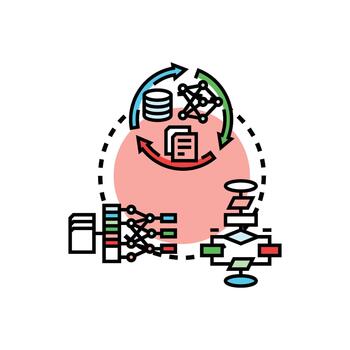Machine learning instruction process and artificial intelligence development vector