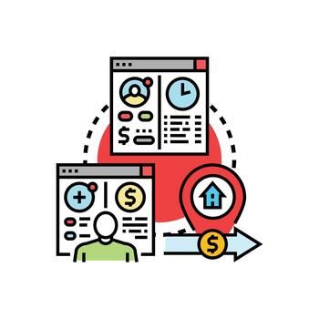 Account activation and data migration process vector