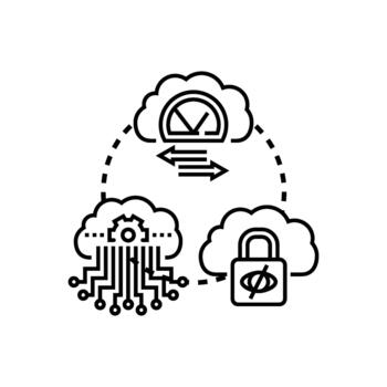 Fog computing concept with data processing and security vector
