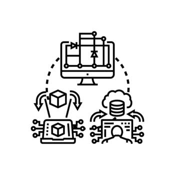 computadora industria desarrollos creando tecnología soluciones vector