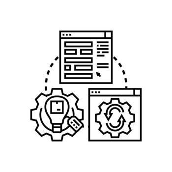sitio web y solicitud desarrollo proceso Ingenieria concepto vector