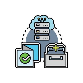 Multi level cloud data storage facility concept vector