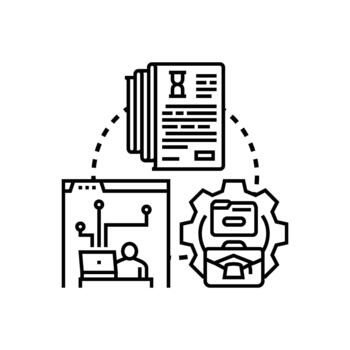 compilando documentación proceso con digital tecnología vector