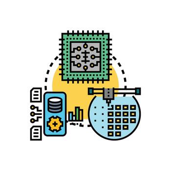 Artificial intelligence processor chip development concept vector