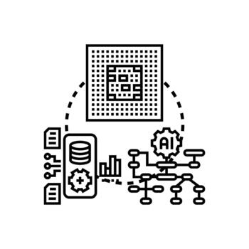 Hidden artificial intelligence processing data and algorithms vector