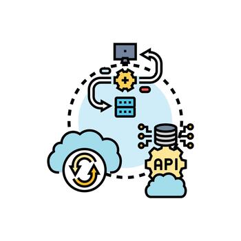 Common data interoperability concept connecting data systems vector