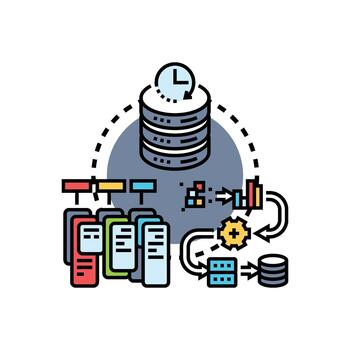 Mainframe programming language developing system software illustration vector