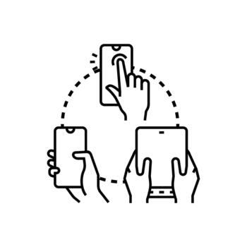 Touchscreen application screen layout development concept vector