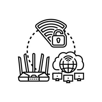 red interfaz identificación asegurando inalámbrico conexión y nube informática vector