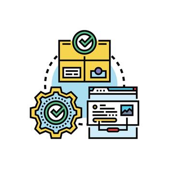 Validating project completion items process icon vector