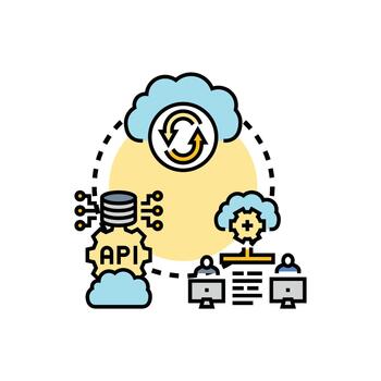 Cloud sync connectivity layer networking technology vector