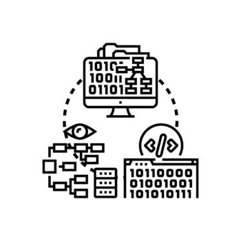 Software system map creating visualization developing architecture process vector