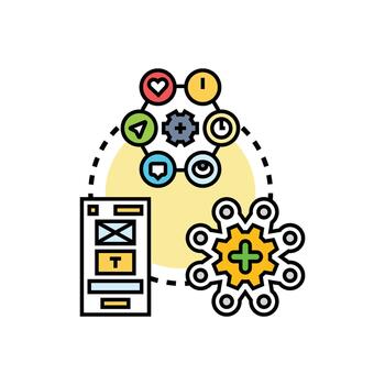Interface design creating mobile application program concept vector