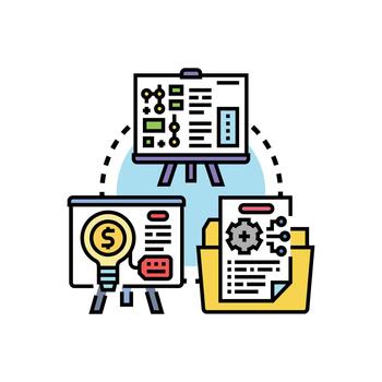 técnico especificación hojas creando producto desarrollo proceso vector