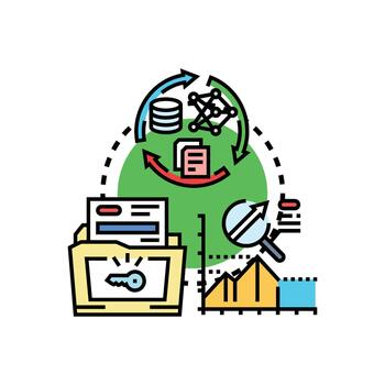 Complex data processing and analysis cycle concept vector