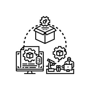 Engineering workflow for prototype development and manufacturing process vector