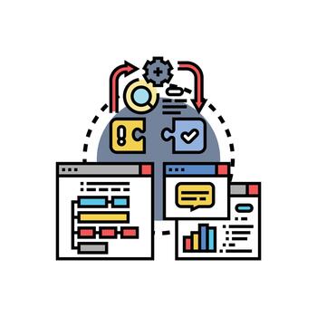 Programming process diagram creating software development workflow vector