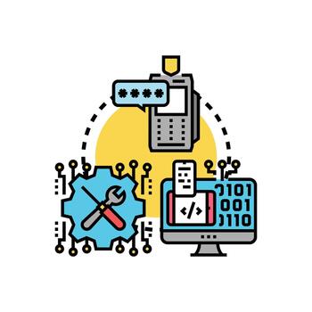 Machine code developing for digital security and programming vector