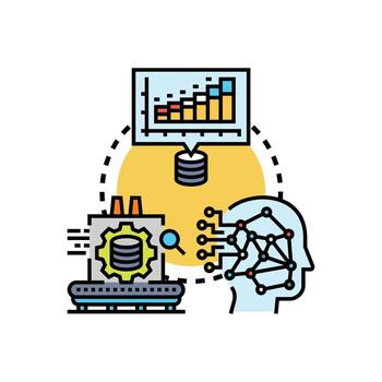 Data processing and analytics concept with information flow vector