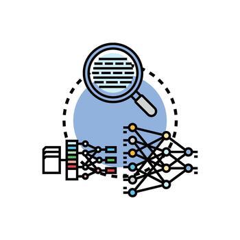 Artificial intelligence text analysis and data processing concept vector