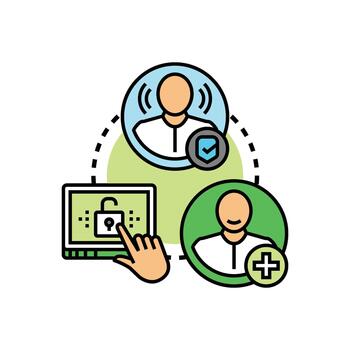 User authentication process accessing secure digital credentials vector