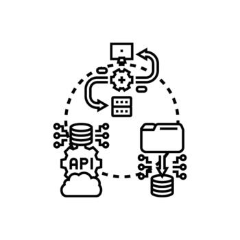 nube base de datos conexión y datos Procesando concepto vector