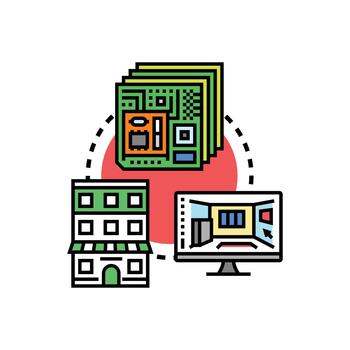 Layered architecture representing software development and data structuring vector