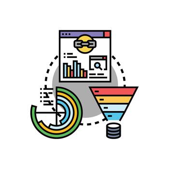 productor analítica datos y información Procesando concepto vector