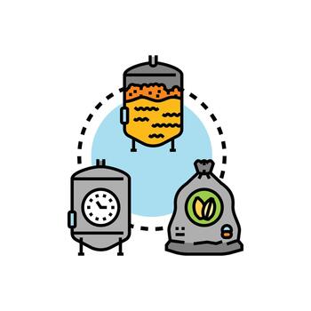 Microbial fermentation process concept vector