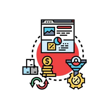 Ecommerce conversion rate optimization process illustration vector