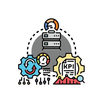 Operational efficiency analytics panel icon visualizing data management vector