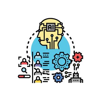 artificial inteligencia Procesando logo reconocimiento concepto vector