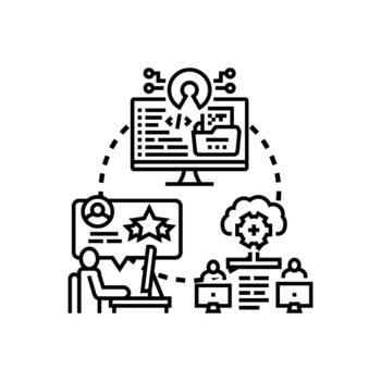 comunidad impulsado abierto fuente obra de arte desarrollo proceso concepto vector