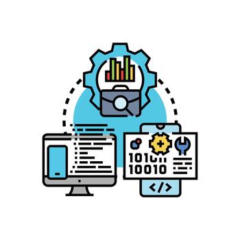 solicitud desarrollo ambiente concepto creando software soluciones vector