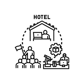 Developer workstation hotel offering software coding services vector