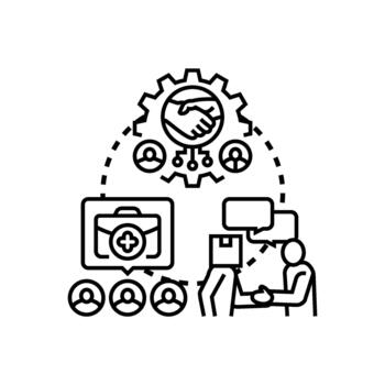 Collaborative developer library creating shared resources and teamwork vector