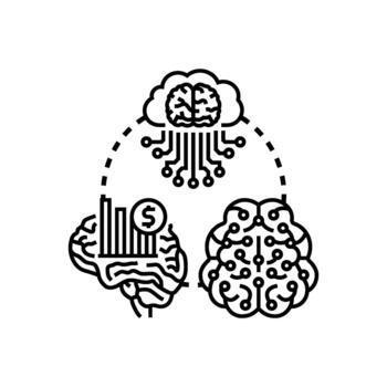 Brain storing data in cloud computing concept vector