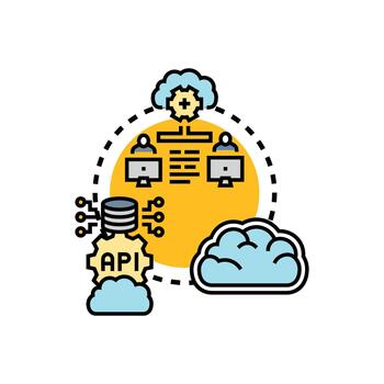 Cloud computing framework connecting users with data and services vector