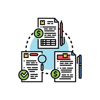validando contrato acuerdo, proceso, documento análisis vector