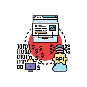 Open source programming framework development and collaboration concept vector