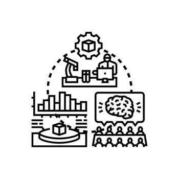 Prototype evaluation process with analysis and teamwork development vector