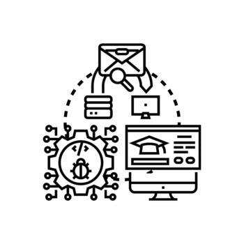 Software testing scenarios developing and debugging processes vector